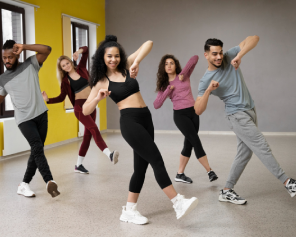 Dance students rehearsing choreography